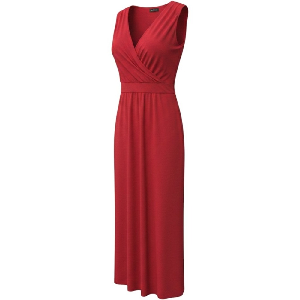 Talbots Faux Wrap Dress Women 16 Red Sleeveless Twist Waist Sheath Cocktail Midi